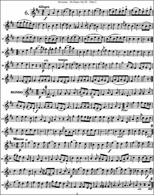 德维埃纳六个长笛二重奏小段Op.82——Flute-2--长笛五线谱|长笛谱