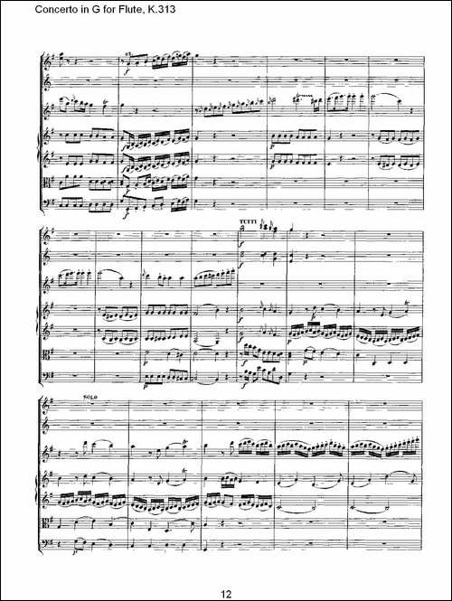 Concerto-in-G-for-Flute,-K.313-G调长笛协奏-长笛五线谱|长笛谱