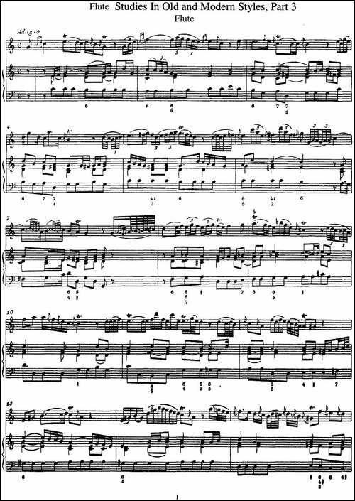 斯勒新老风格长笛练习重奏曲-第三-NO.1-NO.2-长笛五线谱|长笛谱