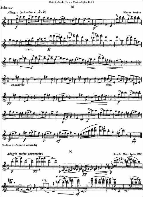 斯勒新老风格长笛练习重奏曲-第三-NO.38-NO.40-长笛五线谱|长笛谱