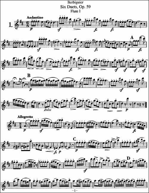 博比格6首长笛二重奏练习曲Op.59-Flute-1-长笛五线谱|长笛谱