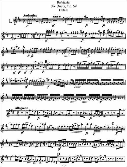 博比格6首长笛二重奏练习曲Op.59-Flute-2-长笛五线谱|长笛谱