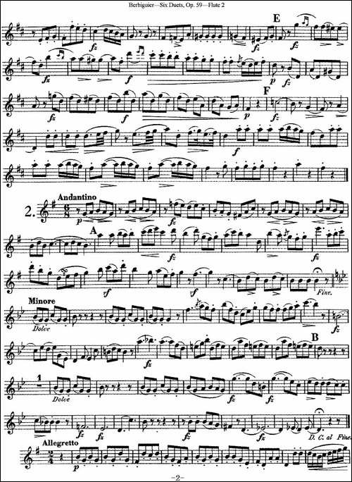 博比格6首长笛二重奏练习曲Op.59-Flute-2-长笛五线谱|长笛谱
