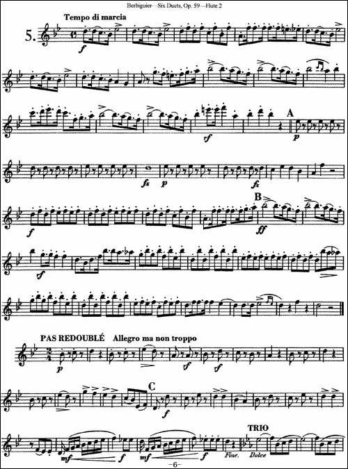 博比格6首长笛二重奏练习曲Op.59-Flute-2-长笛五线谱|长笛谱