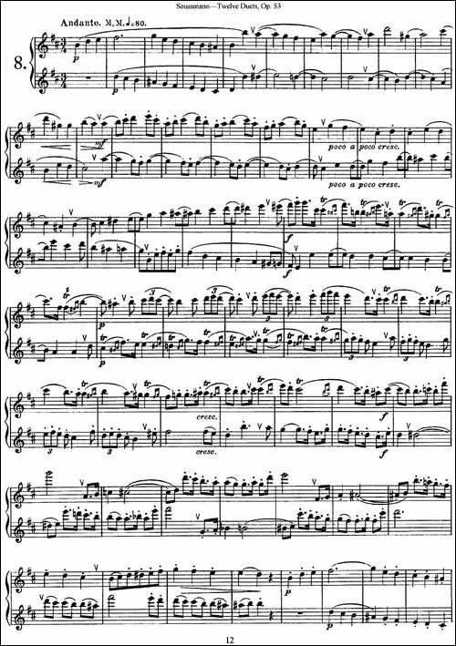 苏斯曼12首长笛重奏曲Op.53-NO.8-NO.9-长笛五线谱|长笛谱