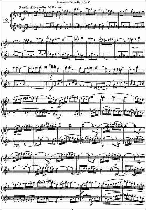 苏斯曼12首长笛重奏曲Op.53-NO.12-长笛五线谱|长笛谱