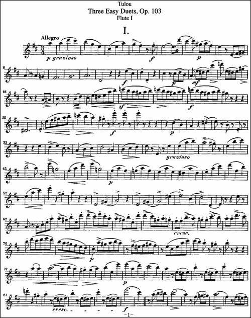 图露三首长笛简易重奏曲Op.103-Flute-1-NO.1-长笛五线谱|长笛谱