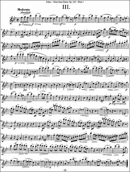 图露三首长笛简易重奏曲Op.103-Flute-1-NO.3-长笛五线谱|长笛谱