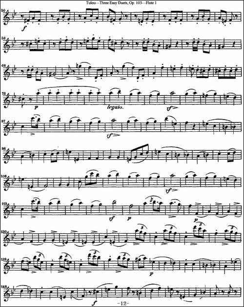 图露三首长笛简易重奏曲Op.103-Flute-1-NO.3-长笛五线谱|长笛谱