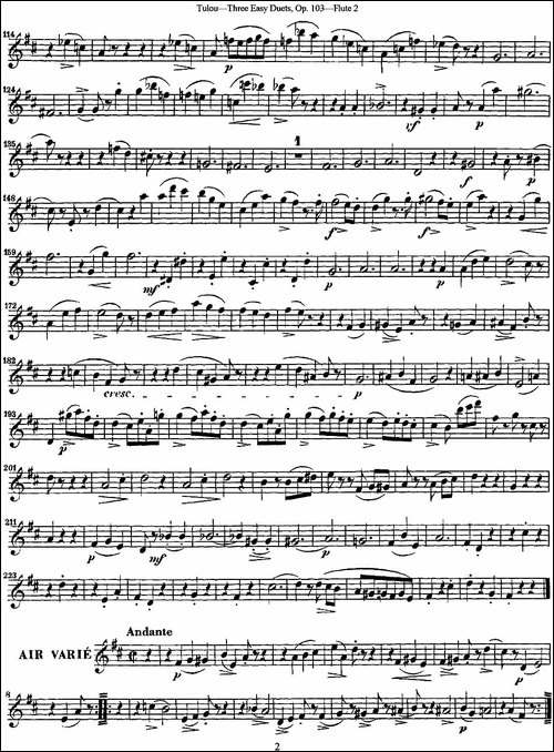 图露三首长笛简易重奏曲Op.103-Flute-2-NO.1-长笛五线谱|长笛谱