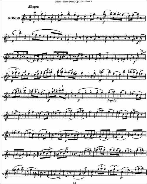 图露三首长笛简易重奏曲Op.104-Flute-1-NO.3-长笛五线谱|长笛谱