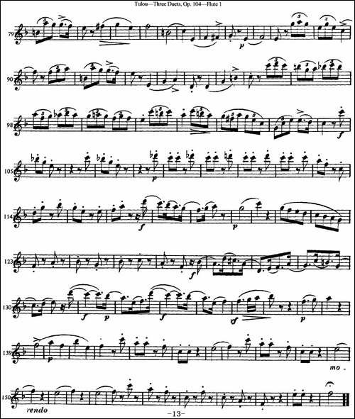 图露三首长笛简易重奏曲Op.104-Flute-1-NO.3-长笛五线谱|长笛谱