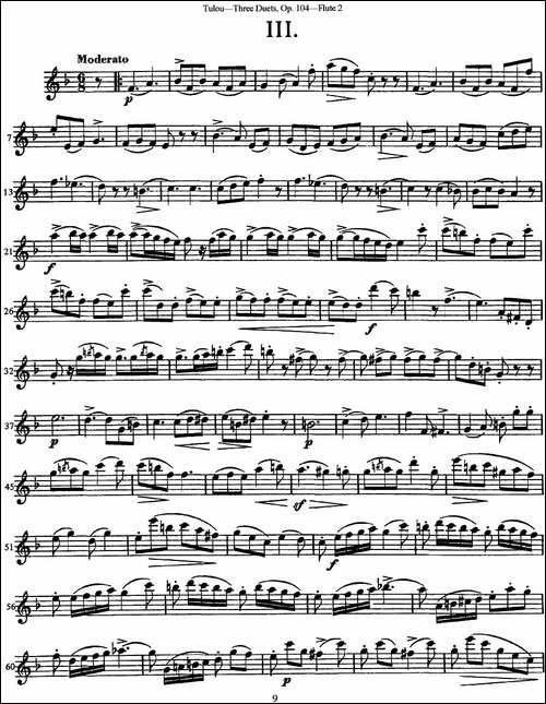 图露三首长笛简易重奏曲Op.104-Flute-2-NO.3-长笛五线谱|长笛谱