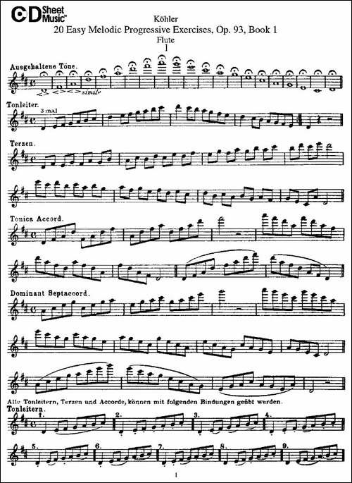 柯勒练习曲作品93号-长笛五线谱|长笛谱