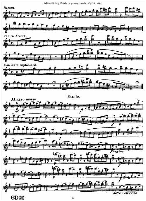 柯勒练习曲作品93号-长笛五线谱|长笛谱