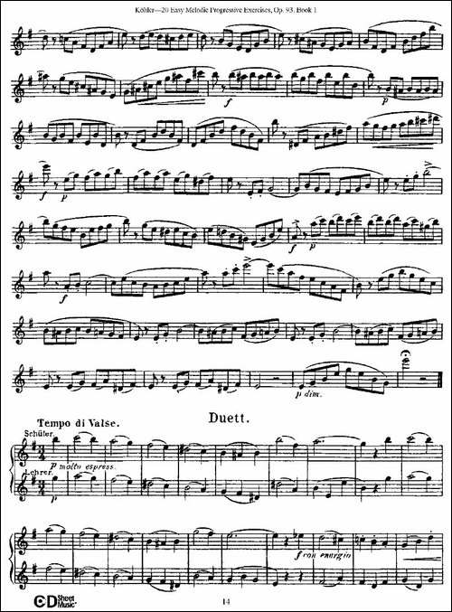 柯勒练习曲作品93号-长笛五线谱|长笛谱