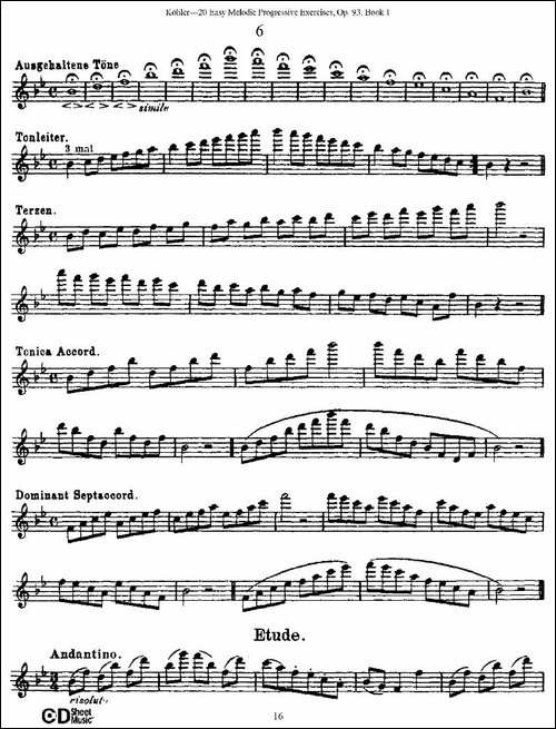 柯勒练习曲作品93号-长笛五线谱|长笛谱