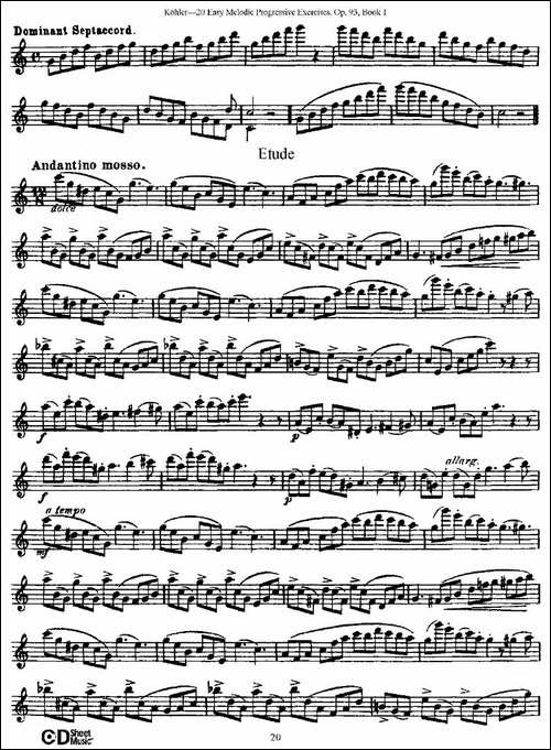 柯勒练习曲作品93号-长笛五线谱|长笛谱
