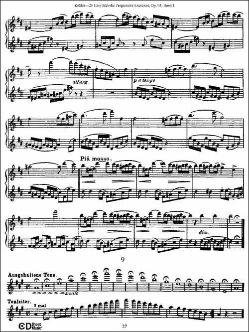 柯勒练习曲作品93号-长笛五线谱|长笛谱
