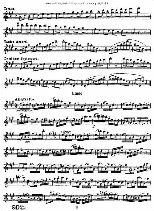 柯勒练习曲作品93号-长笛五线谱|长笛谱
