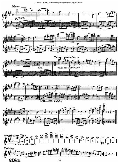 柯勒练习曲作品93号-长笛五线谱|长笛谱