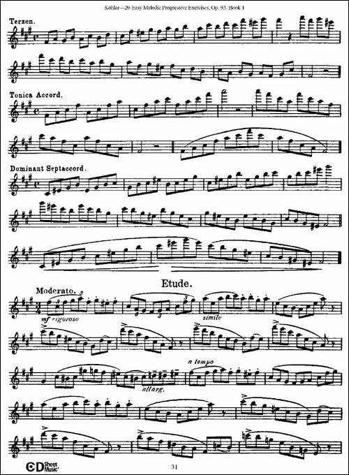 柯勒练习曲作品93号-长笛五线谱|长笛谱