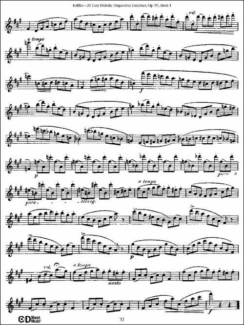 柯勒练习曲作品93号-长笛五线谱|长笛谱