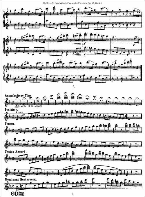 柯勒练习曲作品93号-长笛五线谱|长笛谱