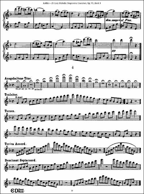 柯勒练习曲作品93号-长笛五线谱|长笛谱