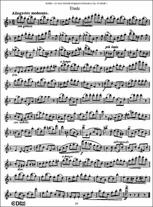 柯勒练习曲作品93号-长笛五线谱|长笛谱