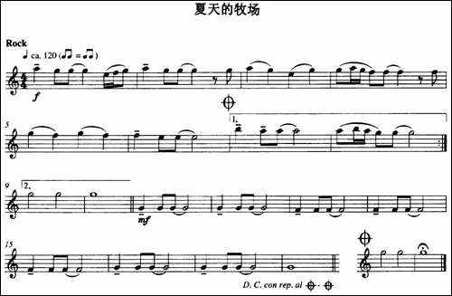 夏天的牧场-长笛五线谱|长笛谱