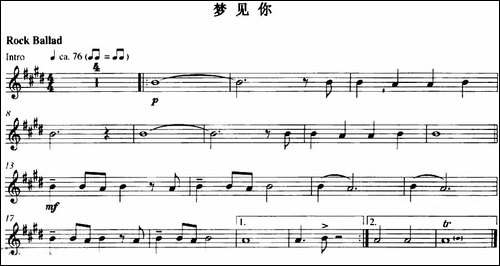 梦见你-长笛五线谱|长笛谱