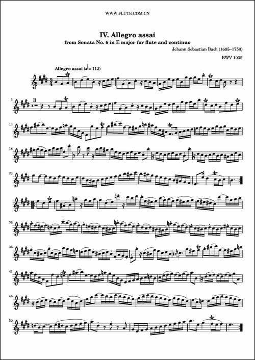 Allegro-Assai-BWV1035--长笛五线谱|长笛谱