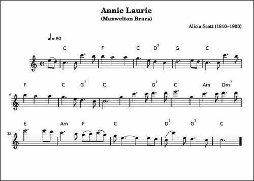 安妮萝莉-Annie-Laurie-长笛五线谱|长笛谱