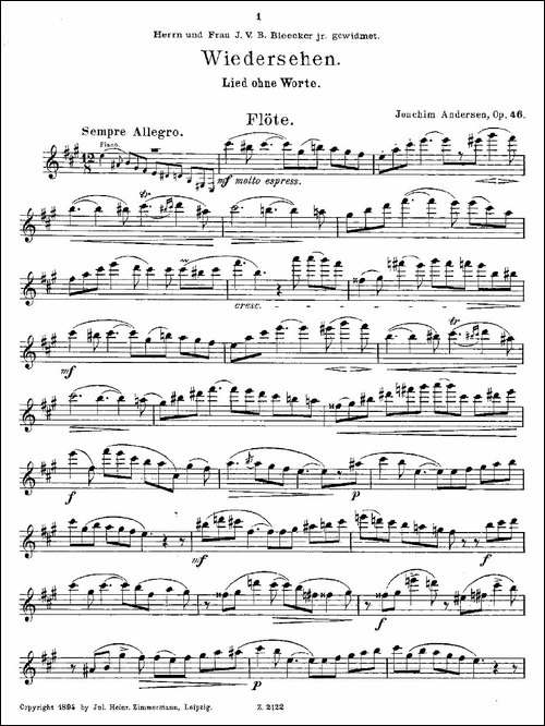 Wiedersehen.Op.46-长笛五线谱|长笛谱
