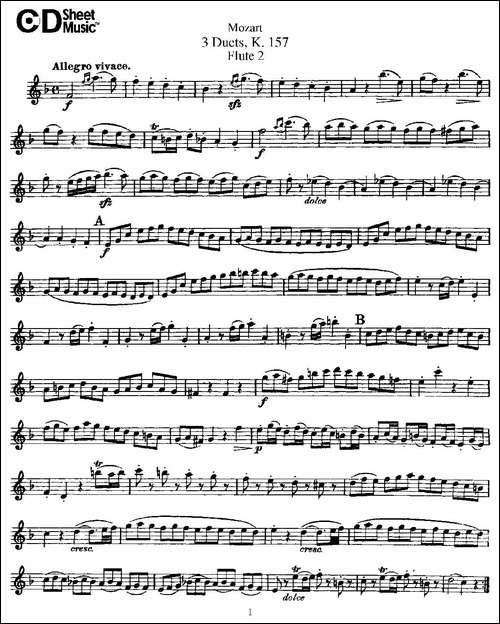 3-Duets-K.157-之第二长笛-二重奏三首-K157号-长笛五线谱|长笛谱