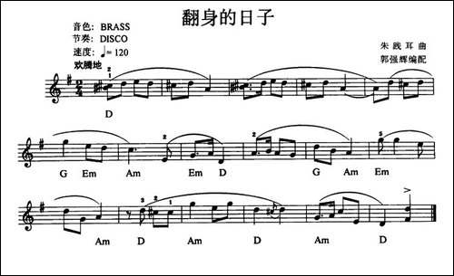 翻身的日子-电子琴谱