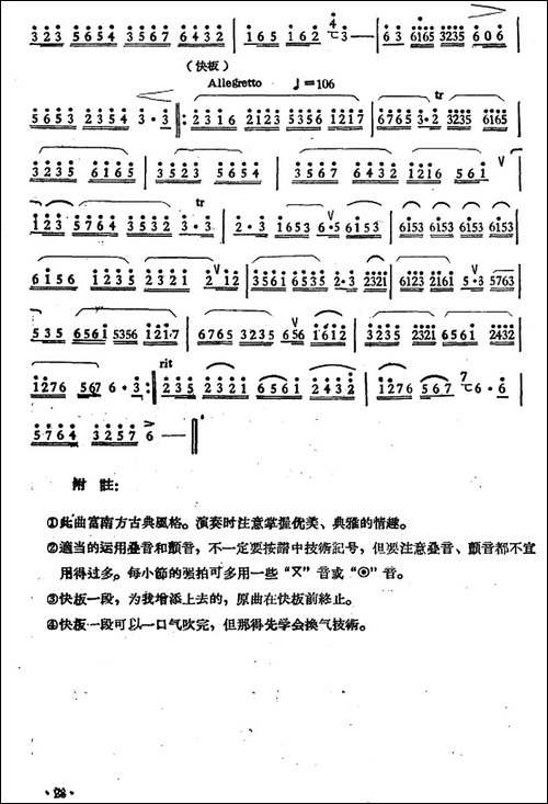 鹧鸪飞-赵松庭改编版-笛箫间谱|笛箫谱
