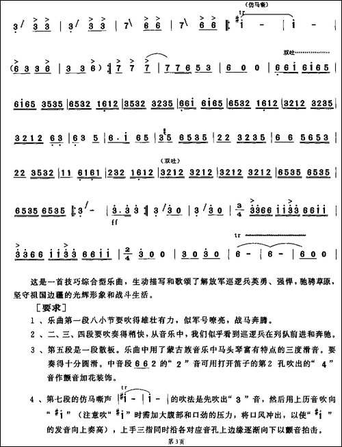 草原巡逻兵-笛箫间谱|笛箫谱