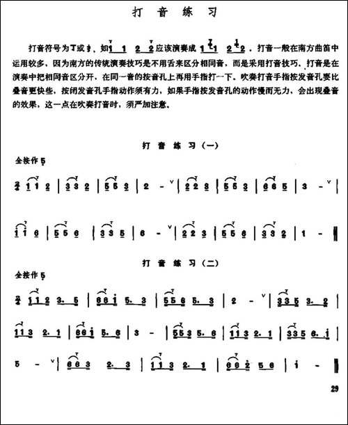 笛子打音练习-笛箫简谱|笛箫谱