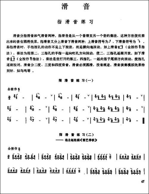笛子滑音练习-笛箫简谱|笛箫谱