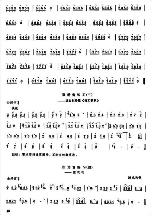 笛子滑音练习-笛箫简谱|笛箫谱