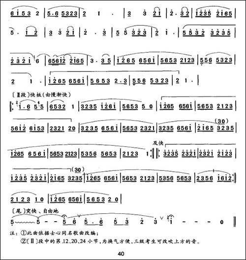 小白杨-曲笛-笛箫简谱|笛箫谱