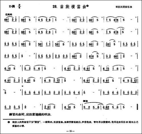苗族横笛曲-笛箫简谱|笛箫谱