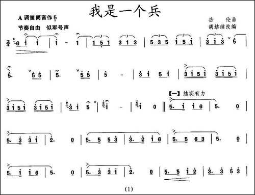 我是一个兵-王铁锤改编版-笛箫间谱|笛箫谱