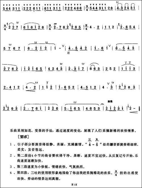 摘棉花-版本二-笛箫间谱|笛箫谱