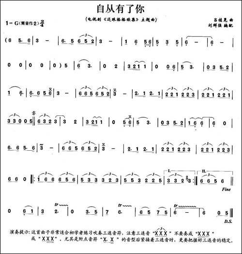 自从有了你-笛箫间谱|笛箫谱