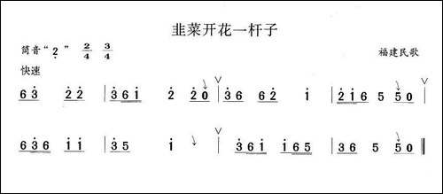 韭菜开花一竿子-笛箫间谱|笛箫谱
