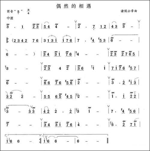 偶然的相遇-笛箫间谱|笛箫谱