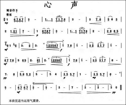 心声-洞箫-笛箫间谱|笛箫谱